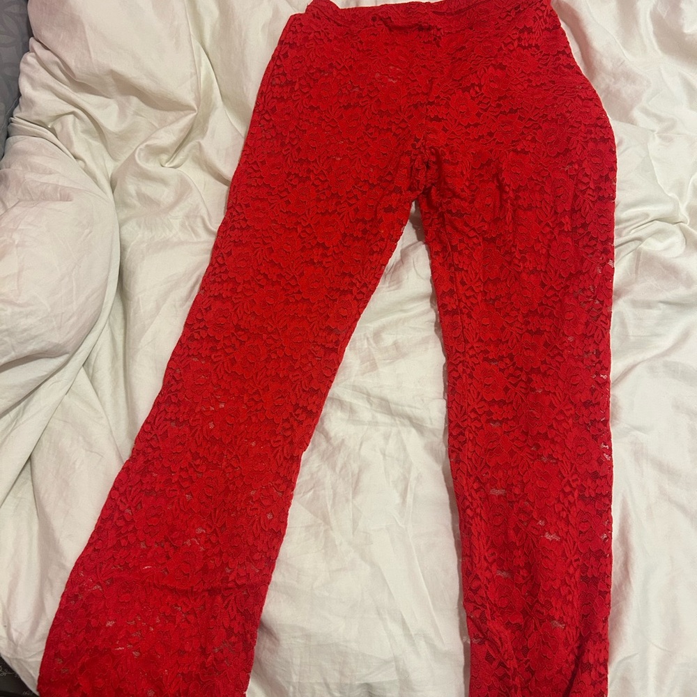 Fashion Brand Company Red Lace Flare Pants